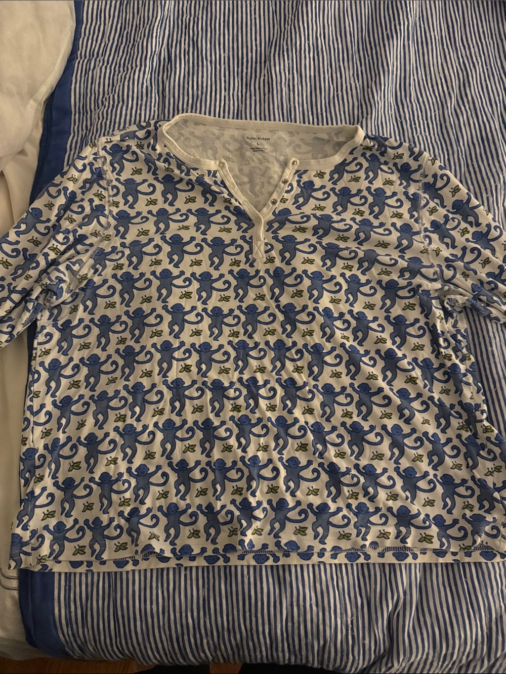 Roller Rabbit Monkey PJ top Size L